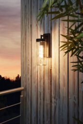 Eglo Bovolone Black And Clear Glass And Metal Ip44 Outdoor Wall Light, (D) 15.5 - thumbnail 1