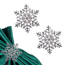 Neel Blue Christmas Snowflakes Napkin Rings With Diamante Rhinestone Serviettes Holders, Silver - thumbnail 1