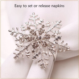 Neel Blue Christmas Snowflakes Napkin Rings With Diamante Rhinestone Serviettes Holders, Silver - thumbnail 5