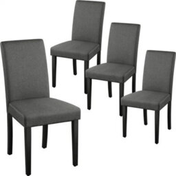 Dark Grey Set Of 4 Dining Chairs Upholstered Fabric Kitchen Chairs For Banquet Bar Hotel - thumbnail 1
