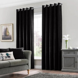 Moonlight Bedding Velvet Ring Top Curtains- Fully Lined Dim Out Blackout Pair, Ultra Soft Thermal Curtains (Black, 90 X 90 Inch) - thumbnail 8
