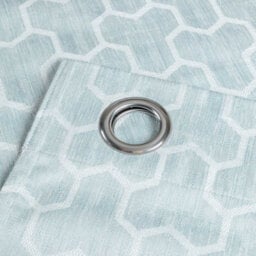 "Homescapes Blue Geometric Jacquard Blackout Eyelet Curtain Pair, 66 X 54""" - thumbnail 3