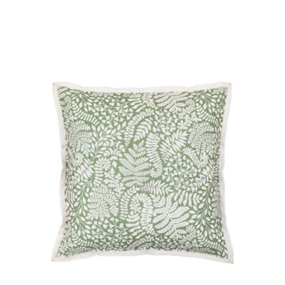 Gallery™ Natural & Olive Green Leaves Indoor Cushion, (L)45Cm X (W)45Cm - image 1