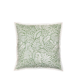 Gallery™ Natural & Olive Green Leaves Indoor Cushion, (L)45Cm X (W)45Cm - thumbnail 1