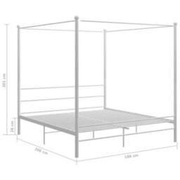 Berkfield Canopy Bed Frame White Metal 180X200 Cm 6Ft Super King - thumbnail 6