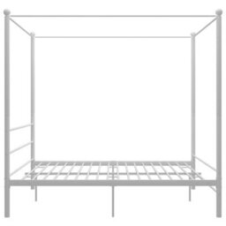 Berkfield Canopy Bed Frame White Metal 180X200 Cm 6Ft Super King - thumbnail 3
