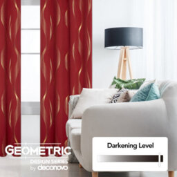 Deconovo Blackout Eyelet Curtains Thermal Insulated Gold Wave Line Foil Printed Curtains For Bedroom 46X72 Inch Red 2 Panels - thumbnail 3