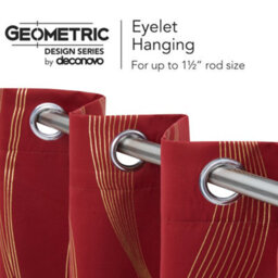 Deconovo Blackout Eyelet Curtains Thermal Insulated Gold Wave Line Foil Printed Curtains For Bedroom 46X72 Inch Red 2 Panels - thumbnail 5