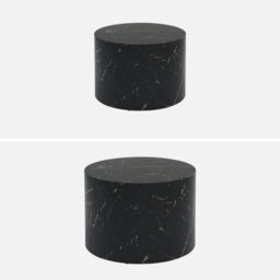 Sweeek - Pair Of Round Marble-Effect Nesting Coffee Tables Black 1X58X40 Cm - Paros - thumbnail 3