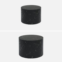 Sweeek - Pair Of Round Marble-Effect Nesting Coffee Tables Black 1X58X40 Cm - Paros - thumbnail 5