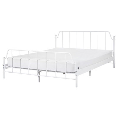 Beliani Bed Metal Mauressac 160 X 200 Cm (Eu King Size) White - image 1