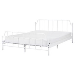 Beliani Bed Metal Mauressac 160 X 200 Cm (Eu King Size) White - thumbnail 1