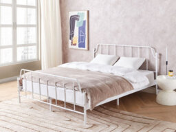 Beliani Bed Metal Mauressac 160 X 200 Cm (Eu King Size) White - thumbnail 2