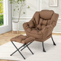 Gainoom Blue Lazy Chair With Ottoman Modern Leisure Reading Chair Lounge Chair With Pillow