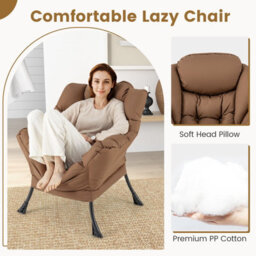 Gainoom Blue Lazy Chair With Ottoman Modern Leisure Reading Chair Lounge Chair With Pillow - thumbnail 4