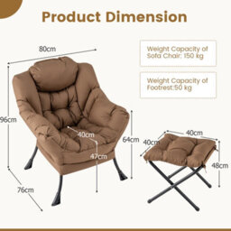 Gainoom Blue Lazy Chair With Ottoman Modern Leisure Reading Chair Lounge Chair With Pillow - thumbnail 2