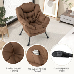 Gainoom Blue Lazy Chair With Ottoman Modern Leisure Reading Chair Lounge Chair With Pillow - thumbnail 8