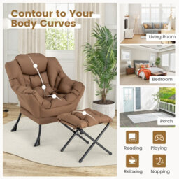Gainoom Blue Lazy Chair With Ottoman Modern Leisure Reading Chair Lounge Chair With Pillow - thumbnail 7