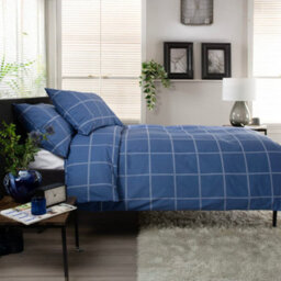 The Lyndon Company Crossley Heath Duvet Set  100% Cotton With Piped Cuffs & Button Detail - thumbnail 2