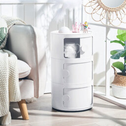 Living And Home White Round Multi Tiered Plastic Bedside Storage Drawers Unit Drawer Bedside Chest 58Cm H