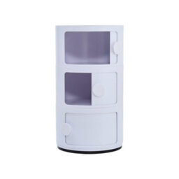 Living And Home White Round Multi Tiered Plastic Bedside Storage Drawers Unit Drawer Bedside Chest 58Cm H - thumbnail 3