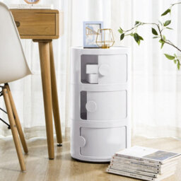 Living And Home White Round Multi Tiered Plastic Bedside Storage Drawers Unit Drawer Bedside Chest 58Cm H - thumbnail 2
