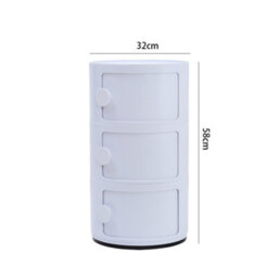 Living And Home White Round Multi Tiered Plastic Bedside Storage Drawers Unit Drawer Bedside Chest 58Cm H - thumbnail 5