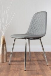 Furniturebox Uk Carson White Marble Effect Square Dining Table & 2 Grey Corona Silver Chairs - thumbnail 9