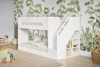 Flair Deimo Staircase Low Bunk Bed White - image 1