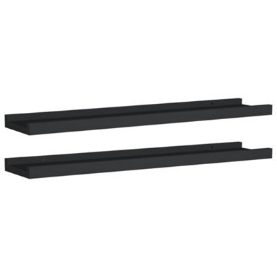 Vidaxl Picture Frame Ledge Shelves 2 Pcs Black 60X9X3 Cm Mdf - image 1