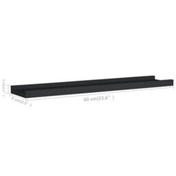 Vidaxl Picture Frame Ledge Shelves 2 Pcs Black 60X9X3 Cm Mdf - thumbnail 3
