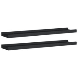 Vidaxl Picture Frame Ledge Shelves 2 Pcs Black 60X9X3 Cm Mdf - thumbnail 1