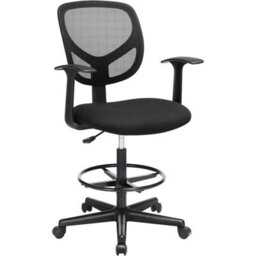 Songmics Drafting Stool Chair With Armrest, Mesh Office Chair, Ergonomic Painting Chair With Height Adjustable Footrest, Black - thumbnail 7