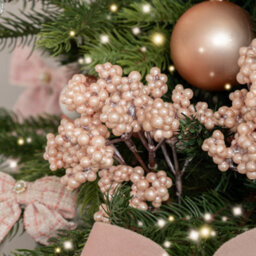Melody Maison Set Of 2 Pink Mulberry Pick Christmas Decorations - 23Cm - thumbnail 2
