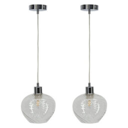 First Choice Lighting Set Of 2 Bradson - Clear Swirl Glass With Chrome Pendant Fittings - thumbnail 1