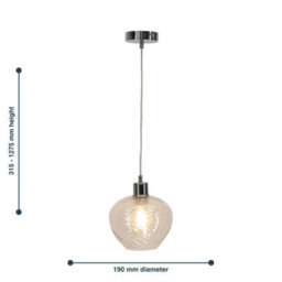 First Choice Lighting Set Of 2 Bradson - Clear Swirl Glass With Chrome Pendant Fittings - thumbnail 8