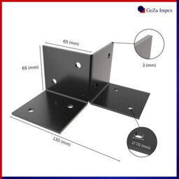 Gezu Impex Pergola Floor Bracket Black - Fence Post Corner Bolt Down Bracket - 71X71mm (Pack Of 8) - thumbnail 2