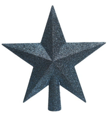 Decoris Midnight Blue Christmas Tree Star Topper Dark Navy Glitter Tree Decoration 19Cm