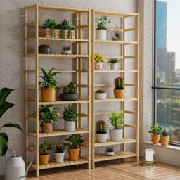 Fativo  6-Tier Bamboo Bookshelf Tall Bookcase Adjustable Large Flower Stand Washing Room L 60X W 26X H 161Cm - thumbnail 8