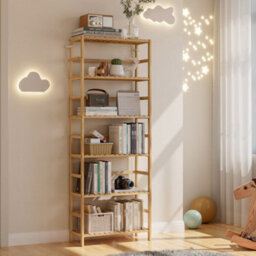 Fativo  6-Tier Bamboo Bookshelf Tall Bookcase Adjustable Large Flower Stand Washing Room L 60X W 26X H 161Cm - thumbnail 9