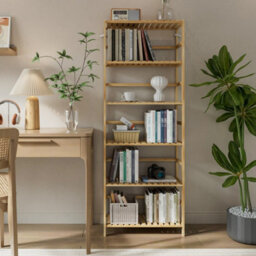 Fativo  6-Tier Bamboo Bookshelf Tall Bookcase Adjustable Large Flower Stand Washing Room L 60X W 26X H 161Cm - thumbnail 3