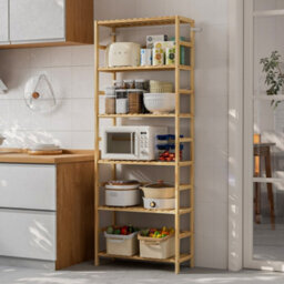 Fativo  6-Tier Bamboo Bookshelf Tall Bookcase Adjustable Large Flower Stand Washing Room L 60X W 26X H 161Cm - thumbnail 7