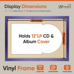 "AK Frames 25X17"" Purple Modern Vinyl Record Frame With Ivory Mount For 12 Inch Lp Cover & Disc - Overlapped Design" - thumbnail 2