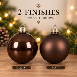 Decoris 10 Espressio Brown Glass Baubles Christmas Tree Decorations - thumbnail 3