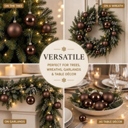 Decoris 10 Espressio Brown Glass Baubles Christmas Tree Decorations - thumbnail 7