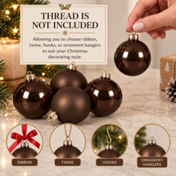 Decoris 10 Espressio Brown Glass Baubles Christmas Tree Decorations - thumbnail 8
