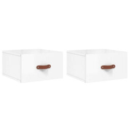 Berkfield Wall-Mounted Bedside Cabinets 2 Pcs High Gloss White 35X35X20 Cm - thumbnail 2