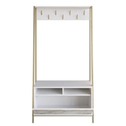 Decorotika Devin Hall Tree Coat Stand Coat Rack With 7 Metal Hooks White&white Marble Effect - thumbnail 4