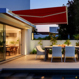Sundaze Full Cassette Electric Awning Remote Controlled Retractable Sun Shade Shelter With Led Light 4.5X3M Wine Red