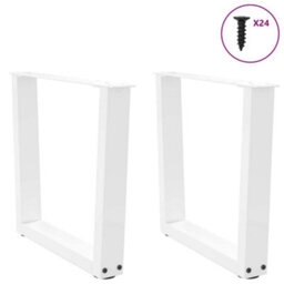 Berkfield Coffee Table Legs V-Shape 2 Pcs White 60X(42-43.3) Cm Steel - thumbnail 5